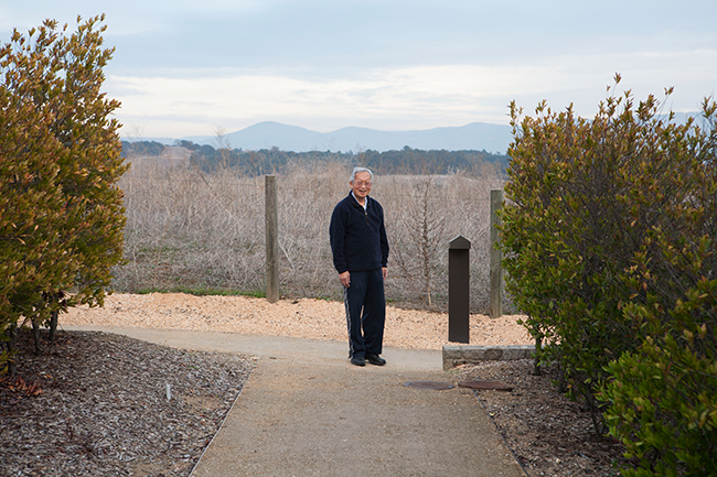 Dad strolling on a path